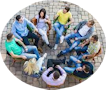 A live Social Salon with people in a circle